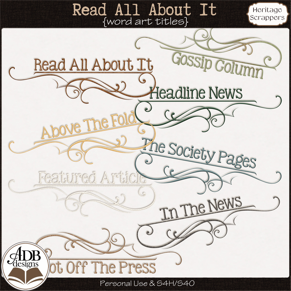 Read All About It Word Art and Brushes by ADB Designs