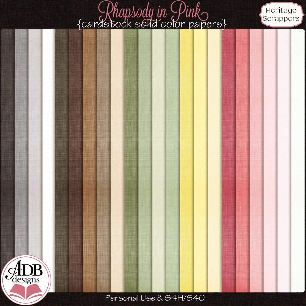 Rhapsody in Pink Cardstock Solid Papers by ADB Designs