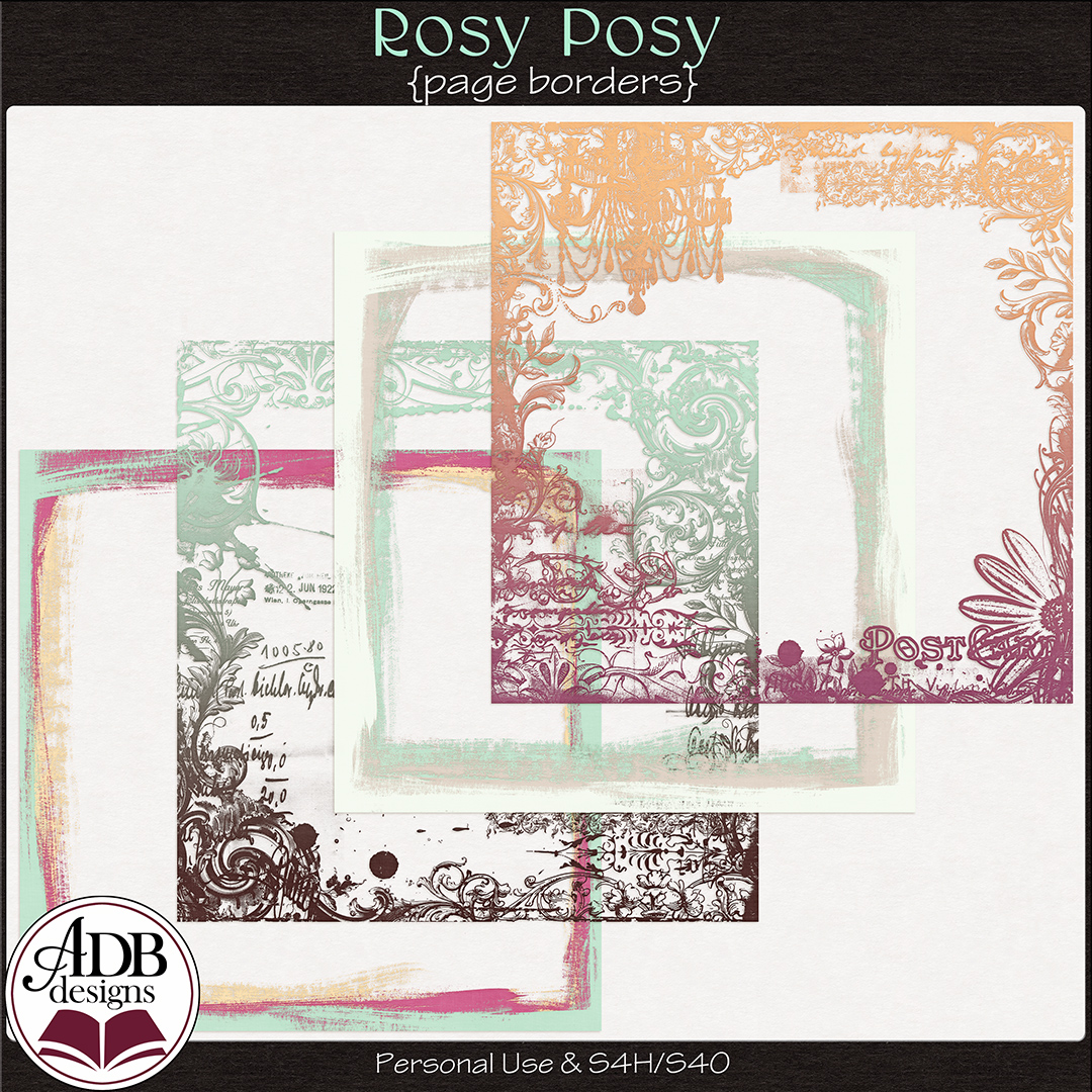 Rosy Posy Page Borders by ADB Designs