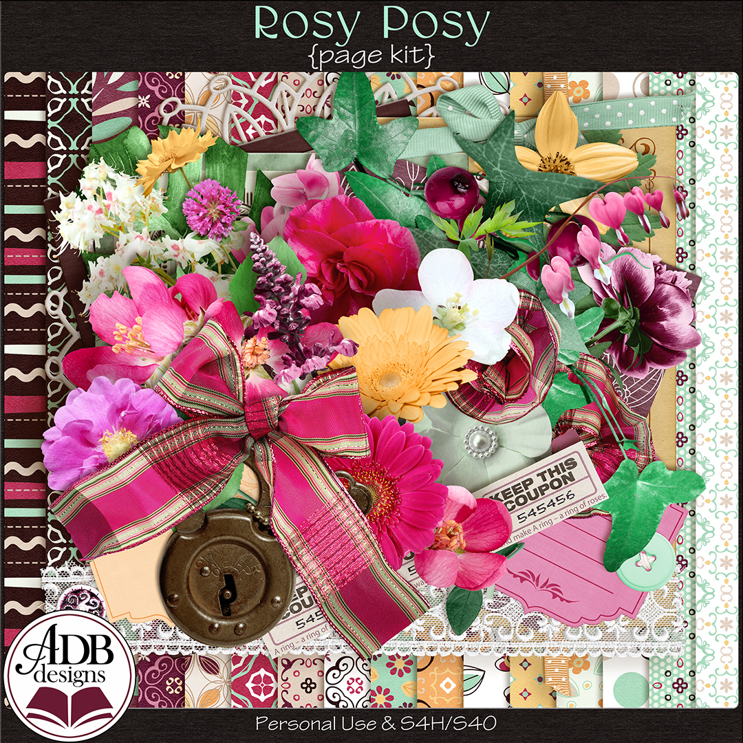 Rosy Posy Page Kit by ADB Designs