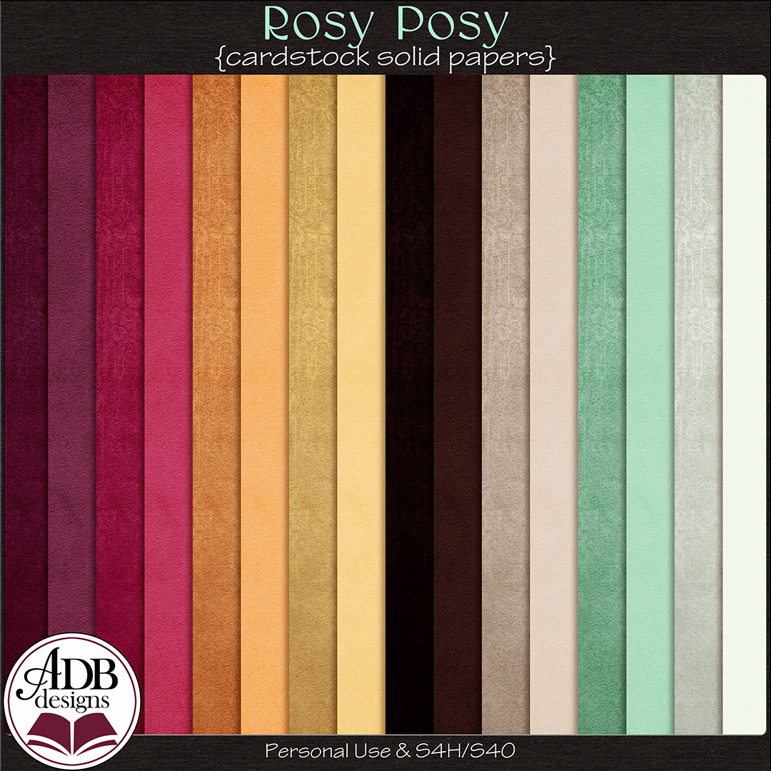 Rosy Posy Solid Papers by ADB Designs