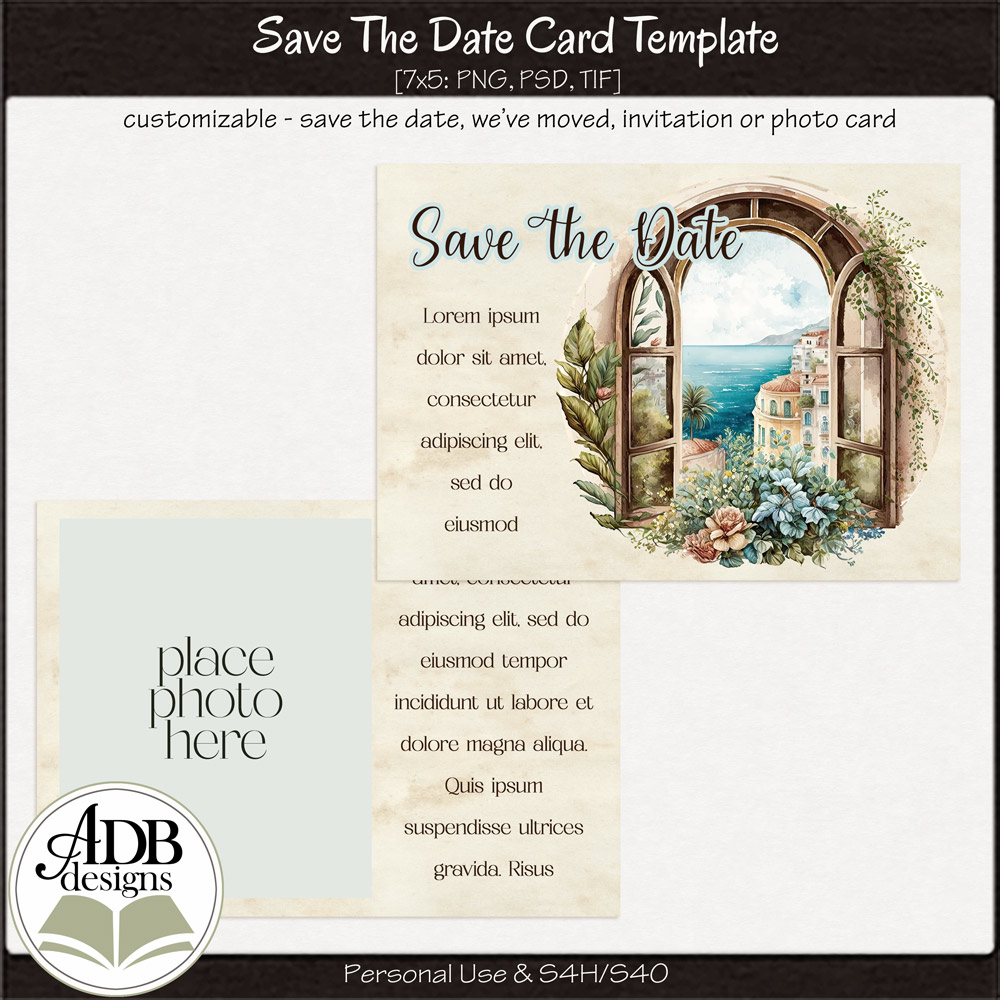 7" by 5" Save the Date Postcard Template 01 by ADB Designs