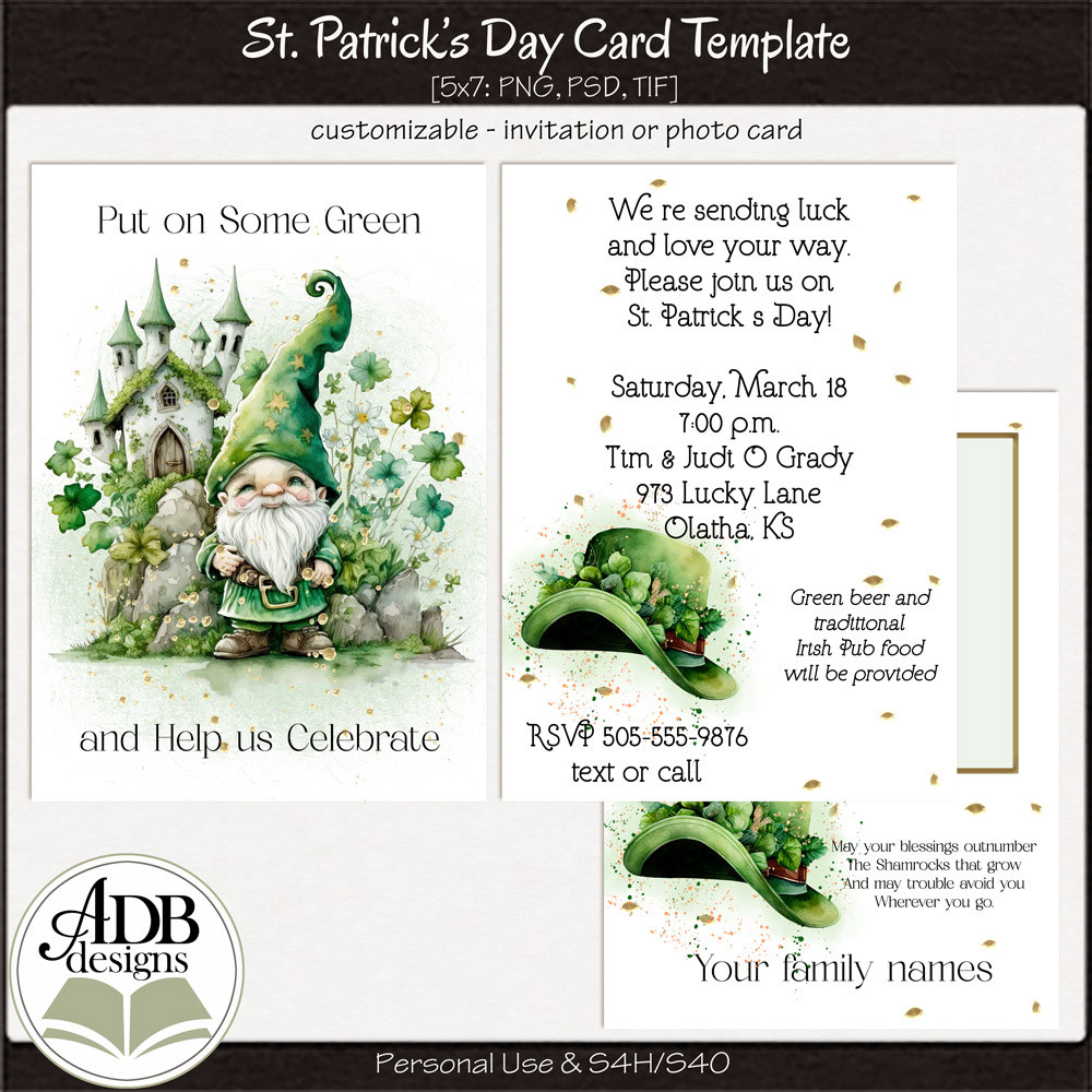 5" x 7" St. Patrick's Day Postcard Template 01 by ADB Designs