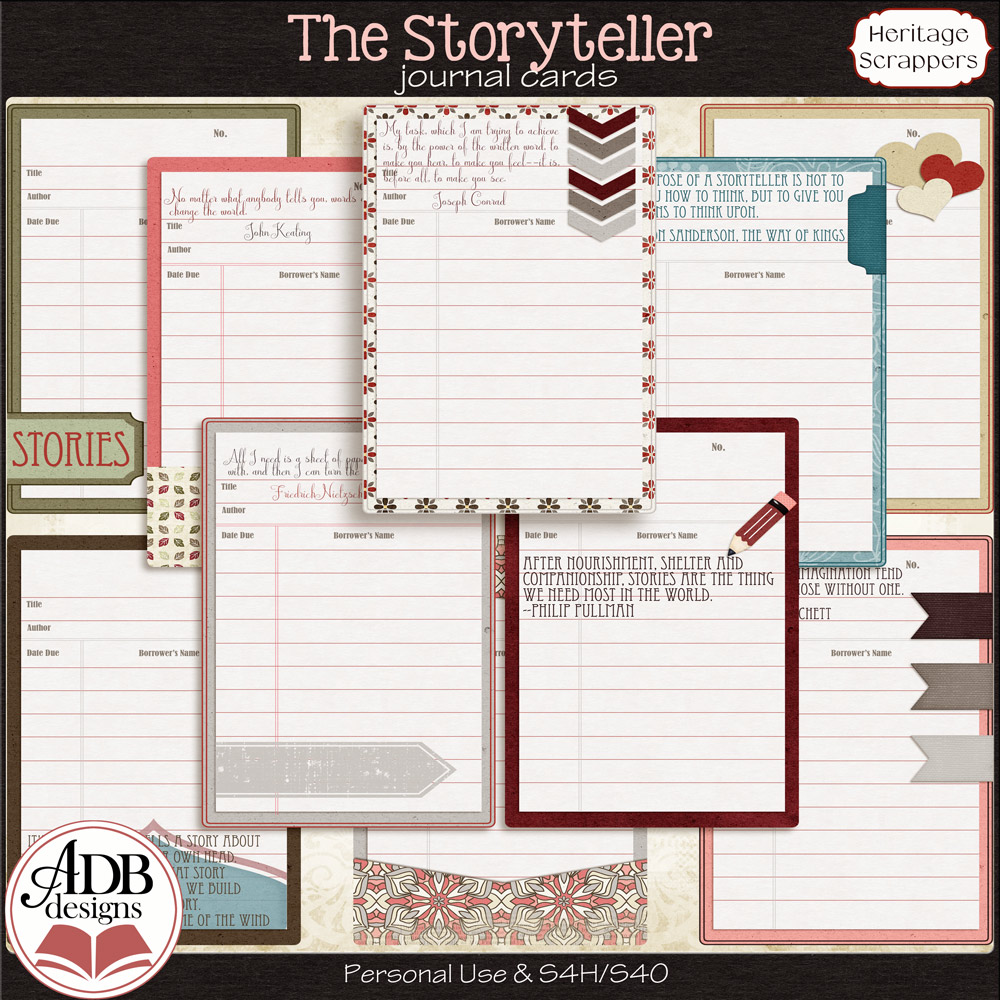 The Storyteller Library Card Journalers by ADB Designs