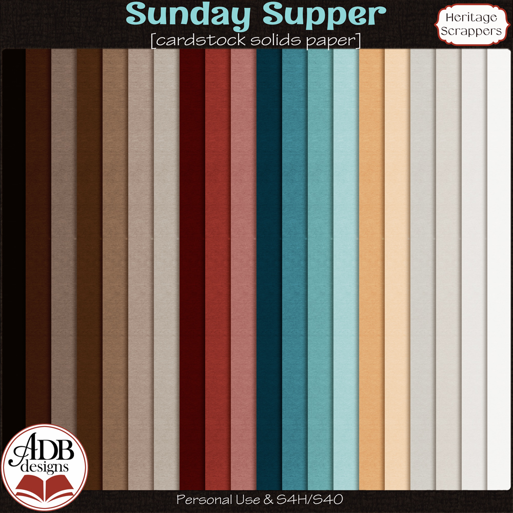 Sunday Supper Cardstock Solid Papers by ADB Designs