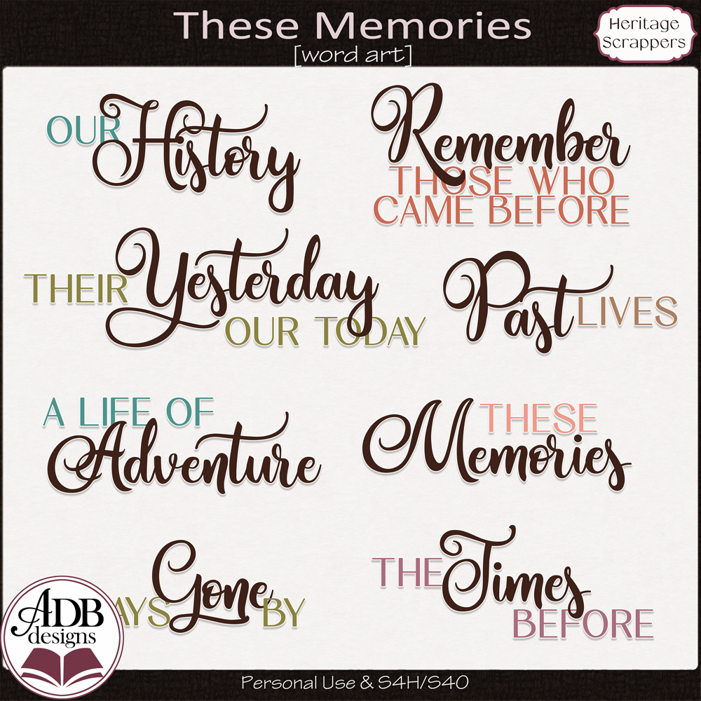 These Memories Word Art Titles by ADB Designs