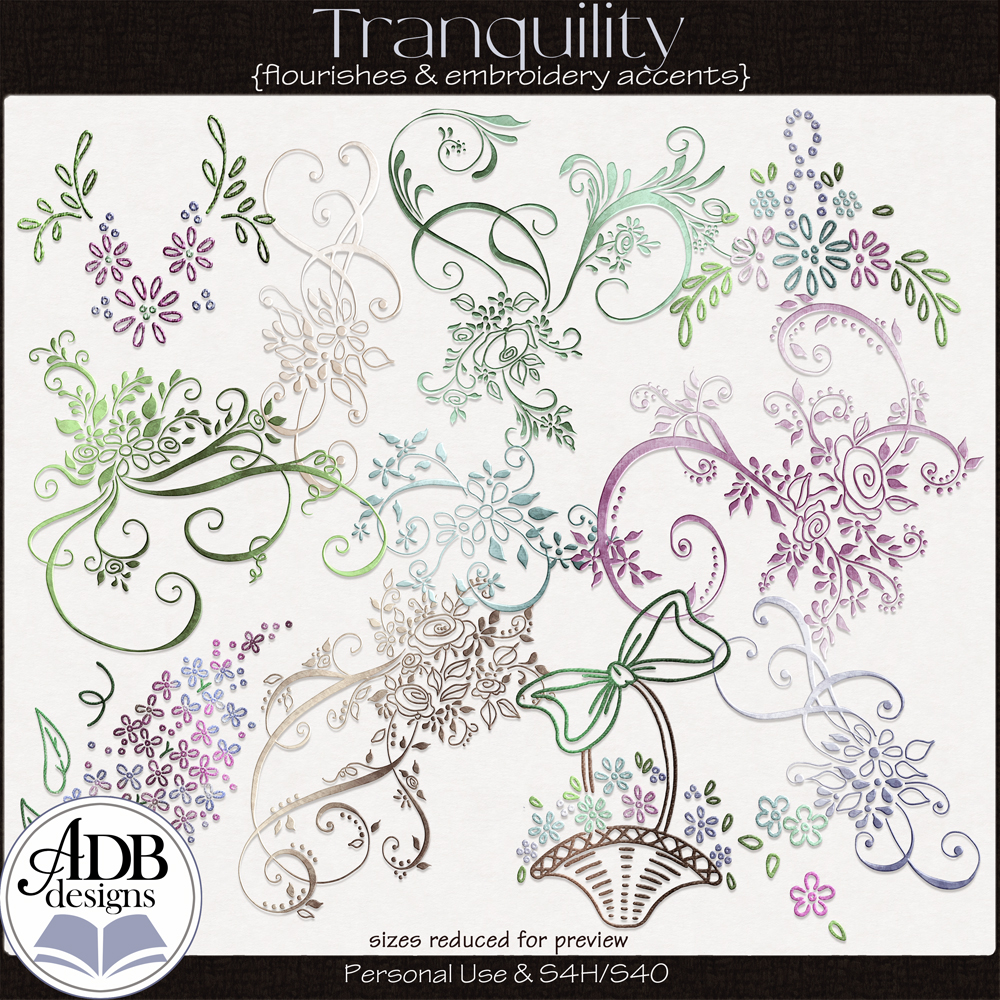 Tranquility Flourishes & Embroidery Accents by ADB Designs