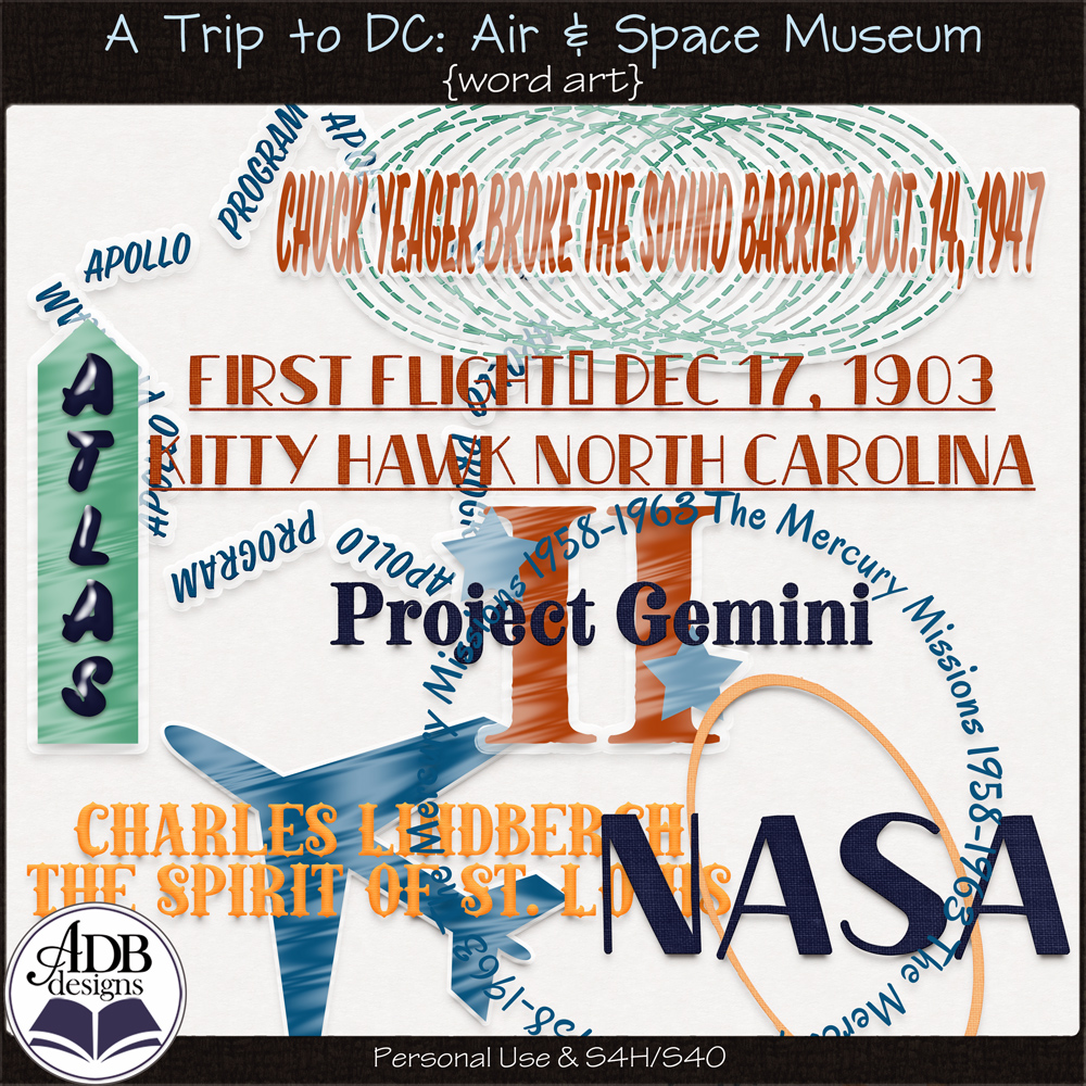 A Trip to DC - Air & Space Museum Word Art by ADB Designs