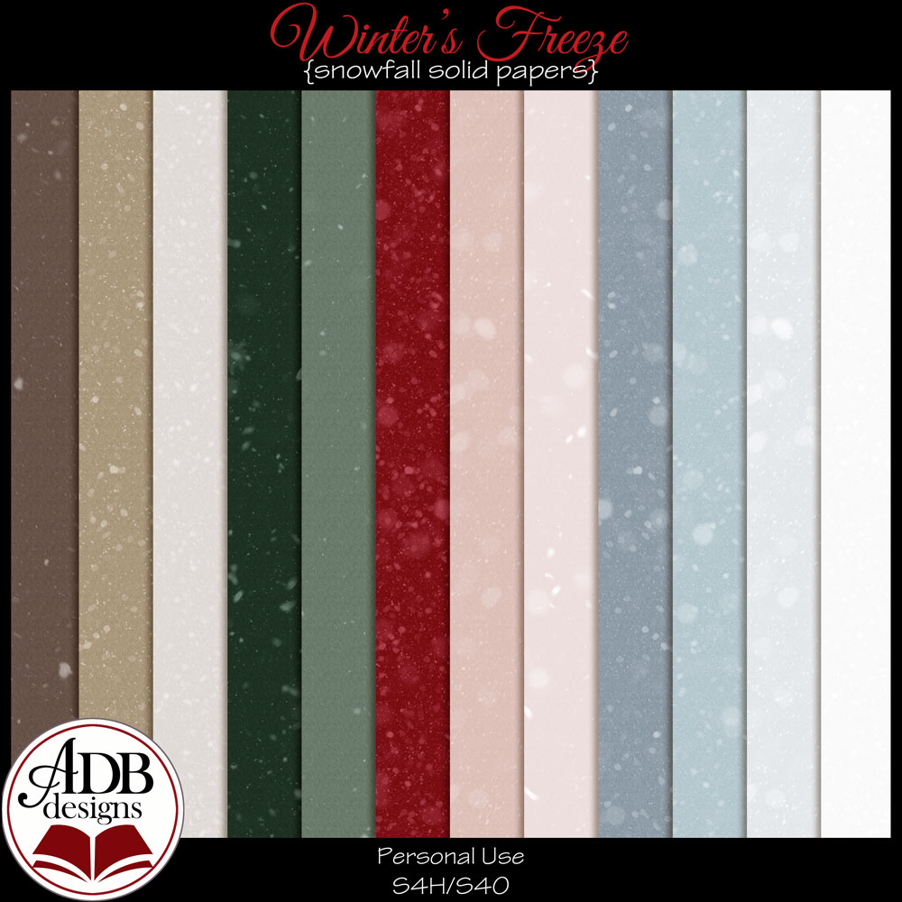 Winter's Freeze Snowfall Solid Papers by ADB Designs