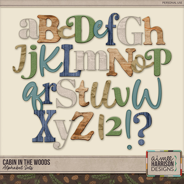 Cabin in the Woods Alphabet Sets by Aimee Harrison