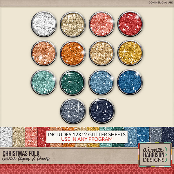 Christmas Folk Glitters by Aimee Harrison