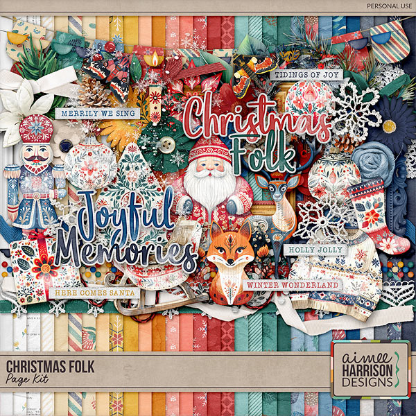 Christmas Folk Page Kit by Aimee Harrison