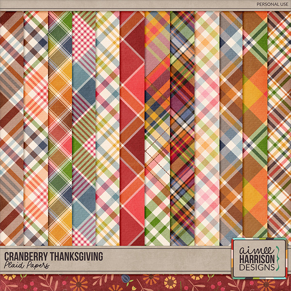 Cranberry Thanksgiving Plaid Papers by Aimee Harrison