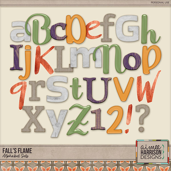 Fall's Flame Alphabet Sets by Aimee Harrison