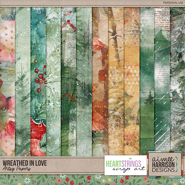 Wreathed In Love Artsy Papers by Aimee Harrison & Heartstrings Scrap Art