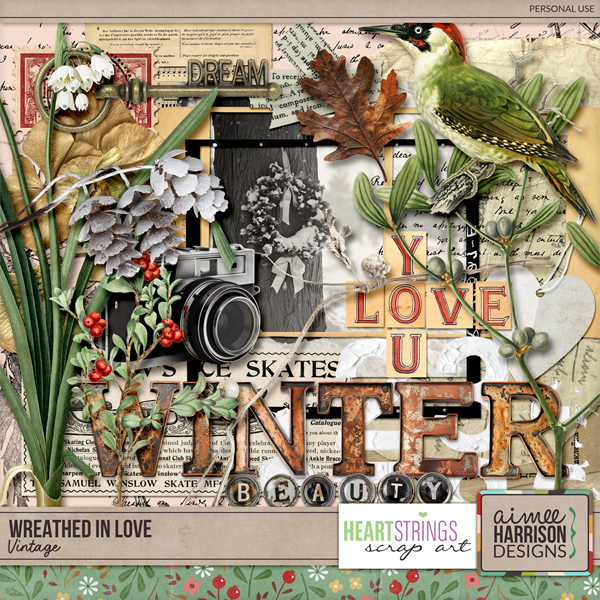 Wreathed In Love Vintage Pack by Aimee Harrison & Heartstrings Scrap Art