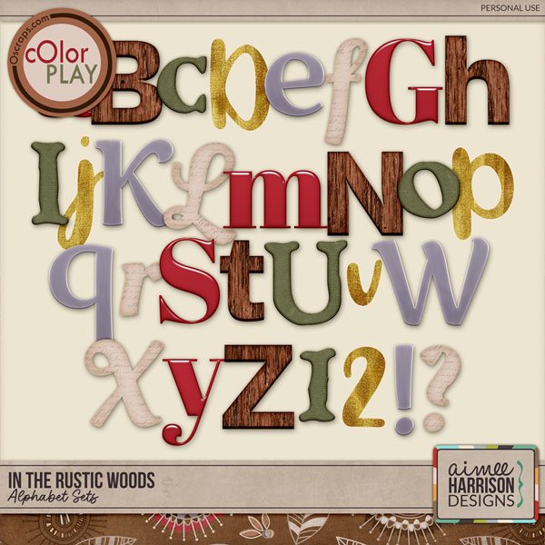 In the Rustic Woods Alphabet Sets by Aimee Harrison