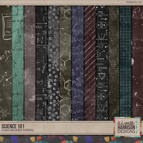 Science 101 Chalkboard Papers by Aimee Harrison