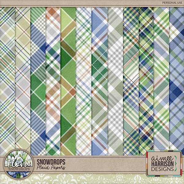 Snowdrops Plaid Papers by Aimee Harrison