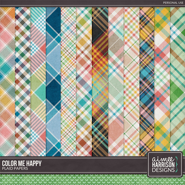 Color Me Happy Plaid Papers by Aimee Harrison