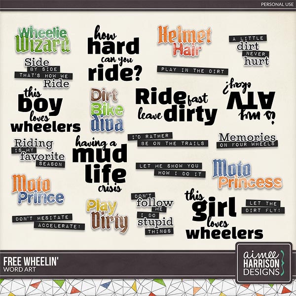 Free Wheelin' Word Art by Aimee Harrison