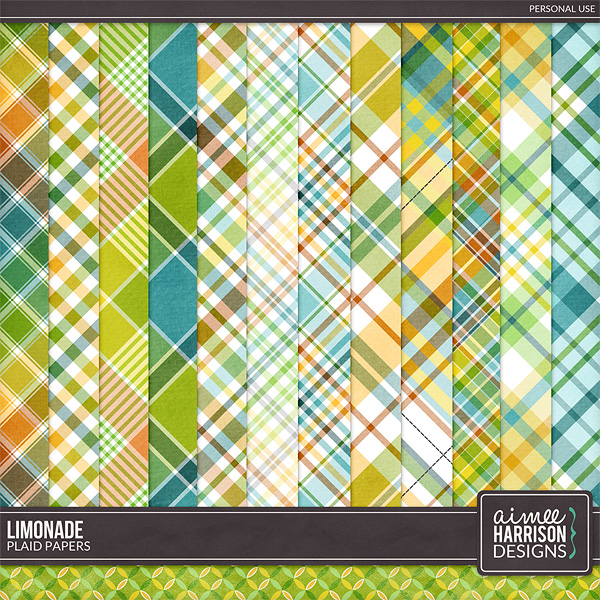 Limonade Plaid Papers by Aimee Harrison
