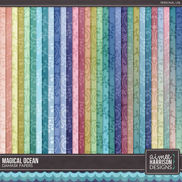 Magical Ocean Damask Papers by Aimee Harrison