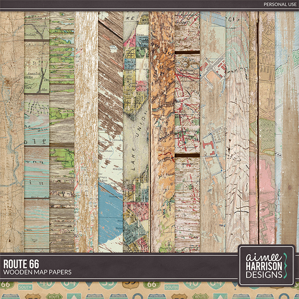 Route 66 Wood Map Papers by Aimee Harrison