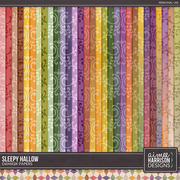 Sleepy Hallow Damask Papers by Aimee Harrison