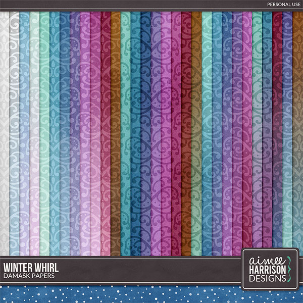 Winter Whirl Damask Papers by Aimee Harrison