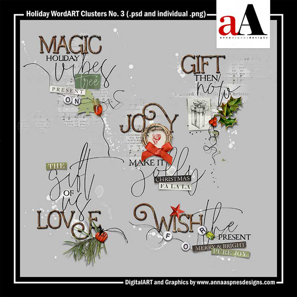 Holiday WordART Clusters No 3