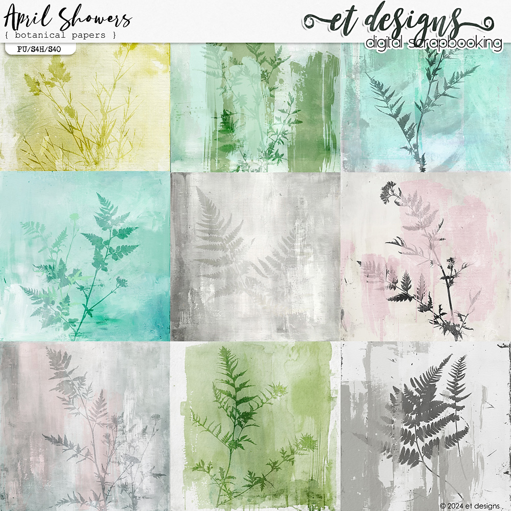 April Showers Botanical Papers by et designs