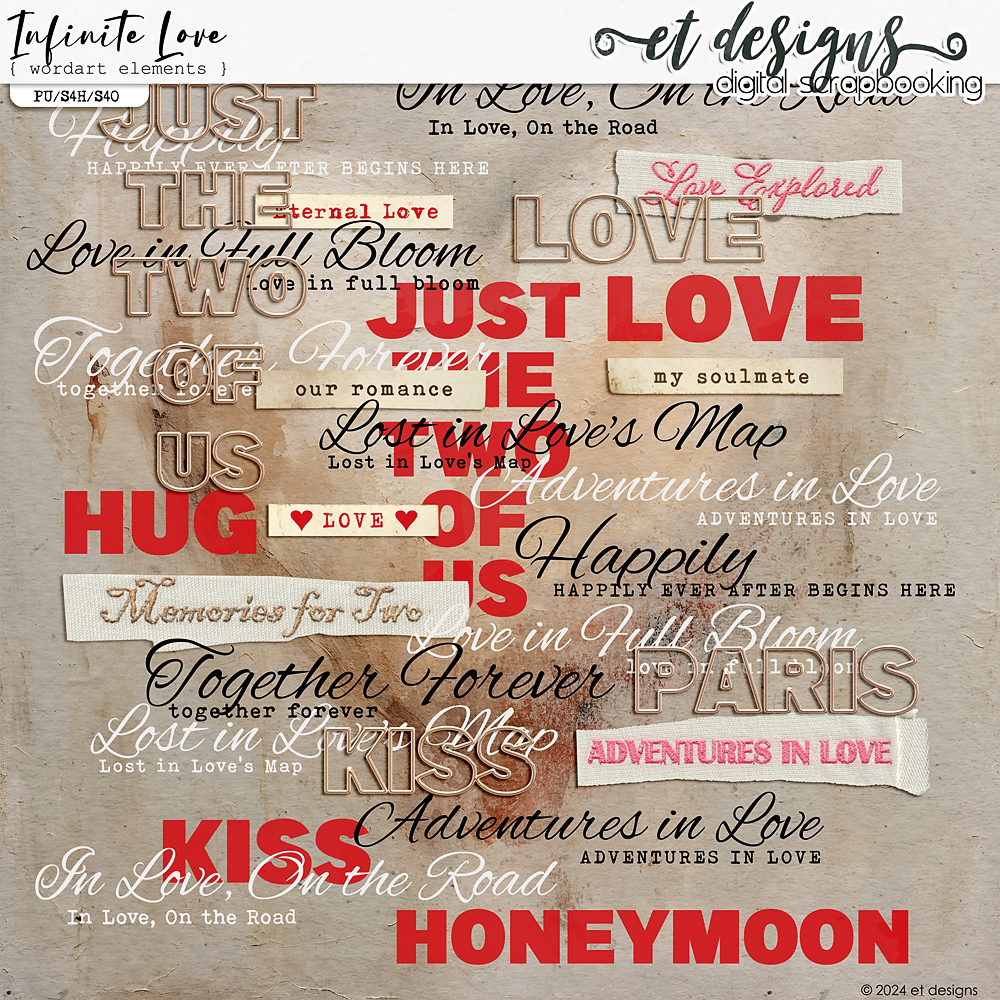 Infinite Love Wordart Elements by et designs