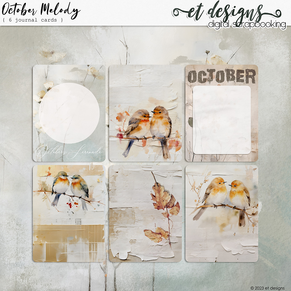 October Melody Journal Cards by et designs