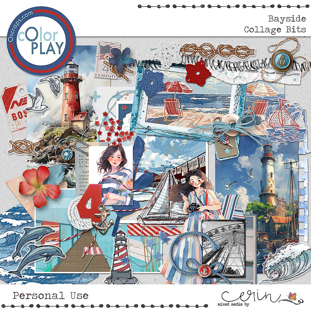 Bayside {Collage Bits} by Mixed Media by Erin