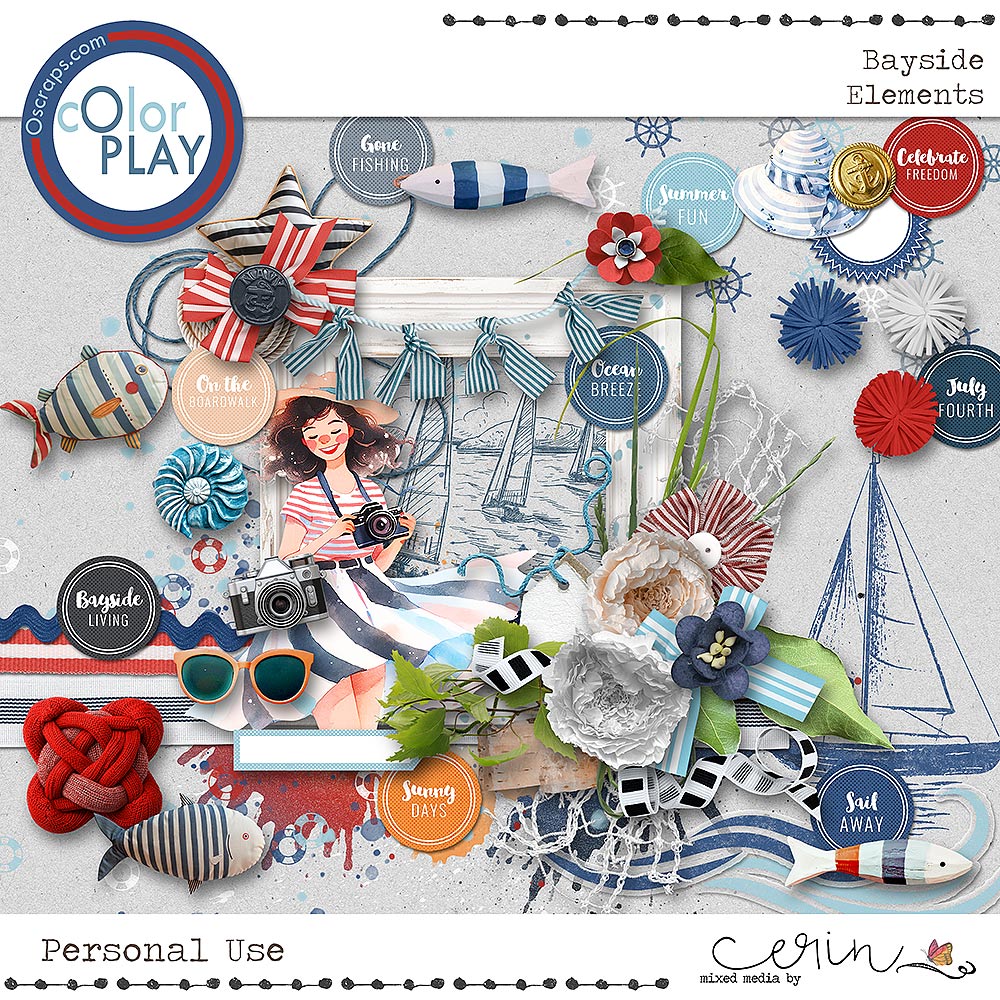 Bayside {Kit Elements} by Mixed Media by Erin