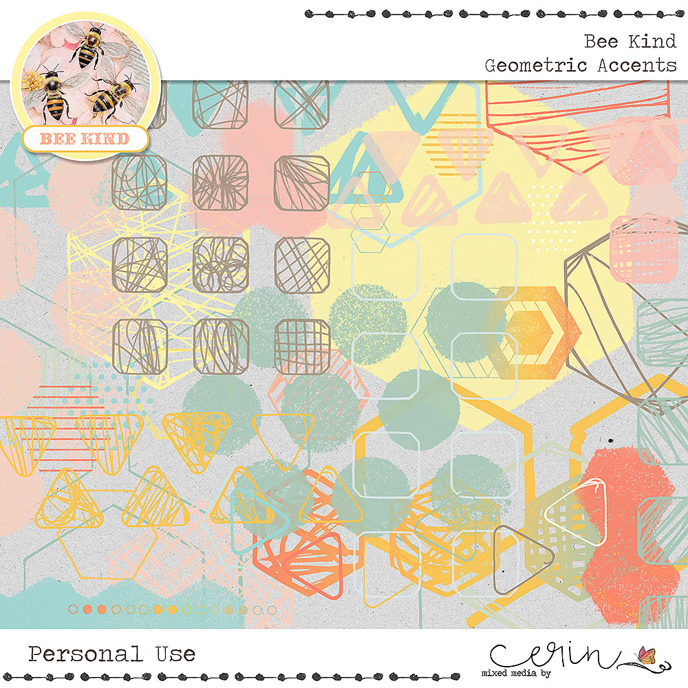 Bee Kind {Geometric Accents} by Mixed Media by Erin