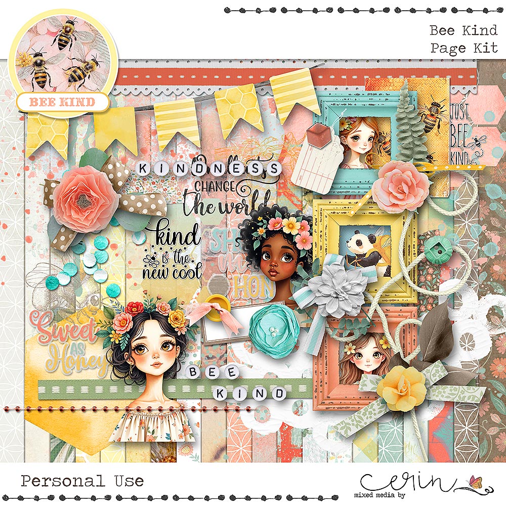 Bee Kind {Page Kit} by Mixed Media by Erin