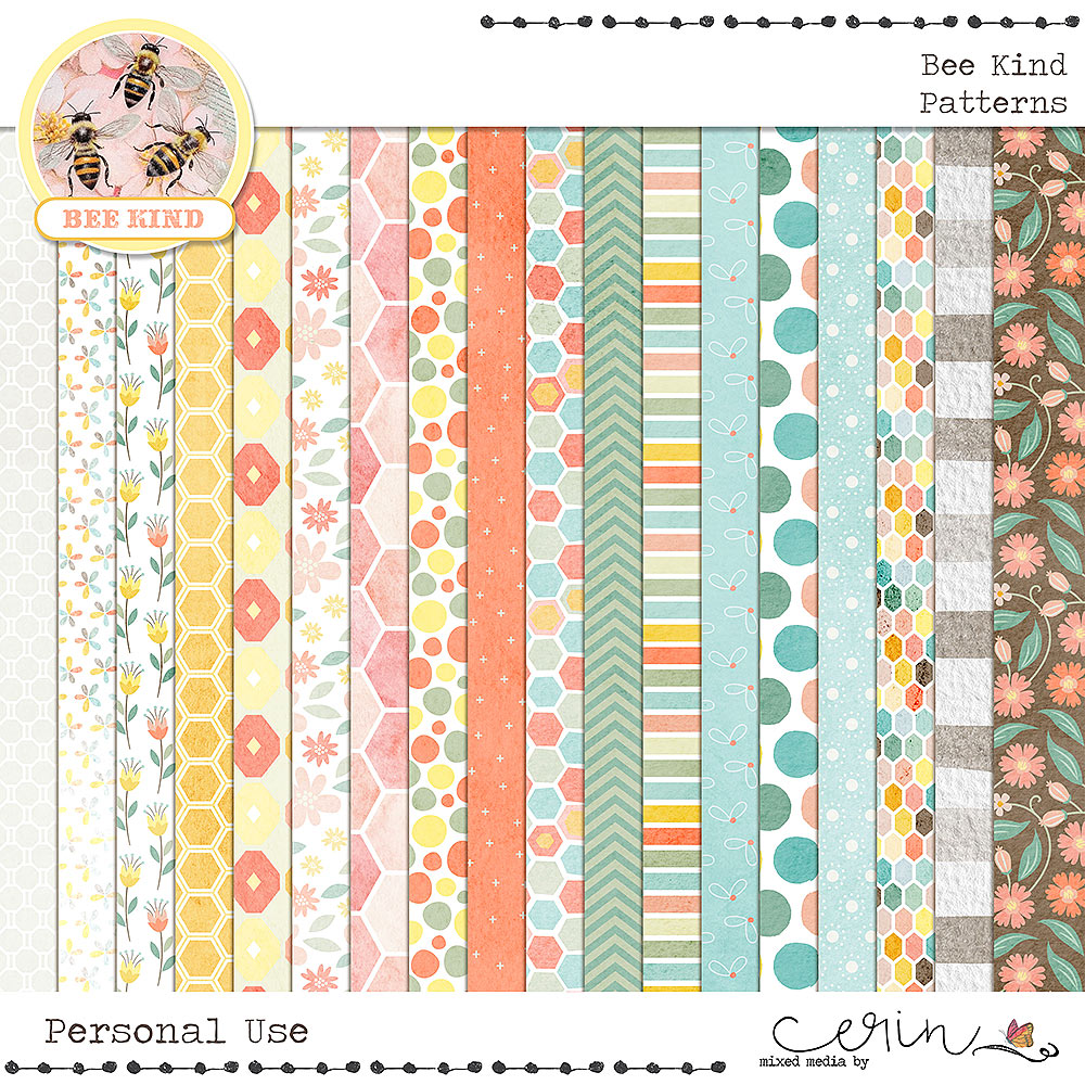 Bee Kind {Patterns} by Mixed Media by Erin