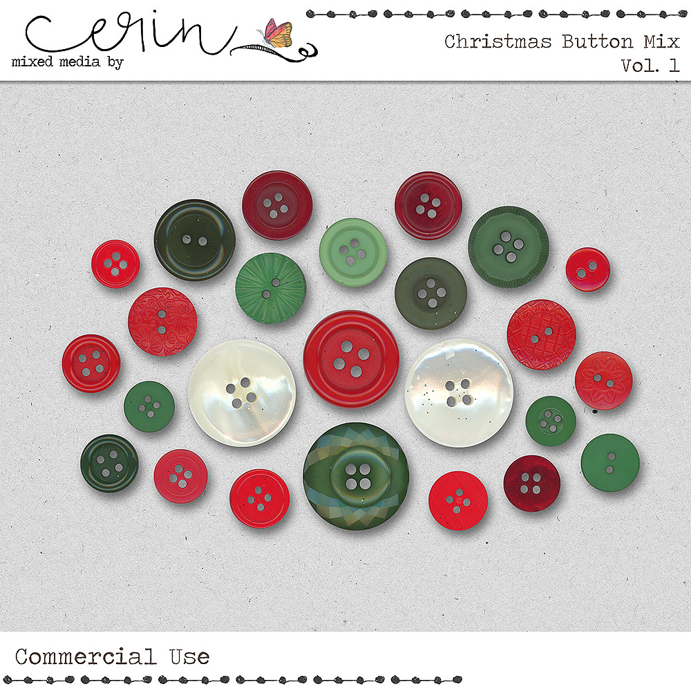 Christmas Button Mix Vol 1 (CU) by Mixed Media by Erin