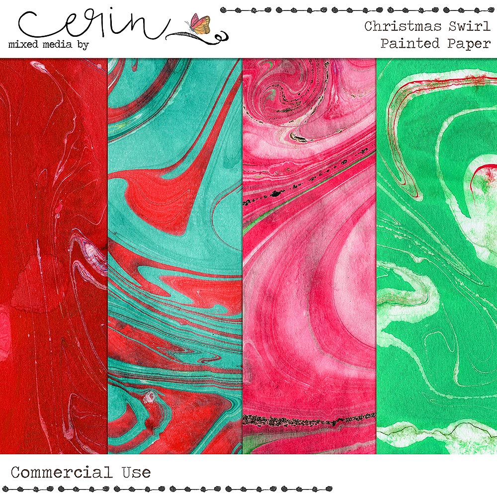 Christmas Swirl Paper (CU) By Mixed Media by Erin