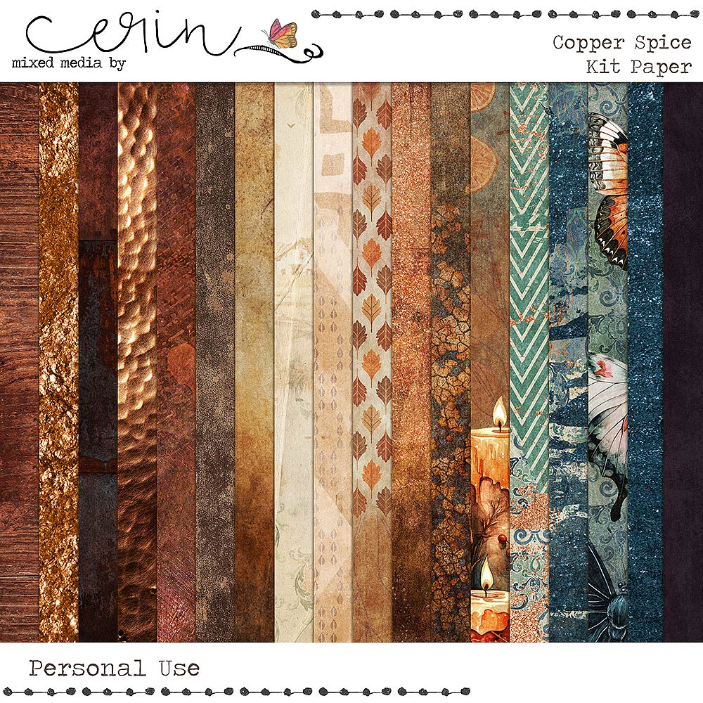 Copper Spice {Kit Papers} by Mixed Media by Erin