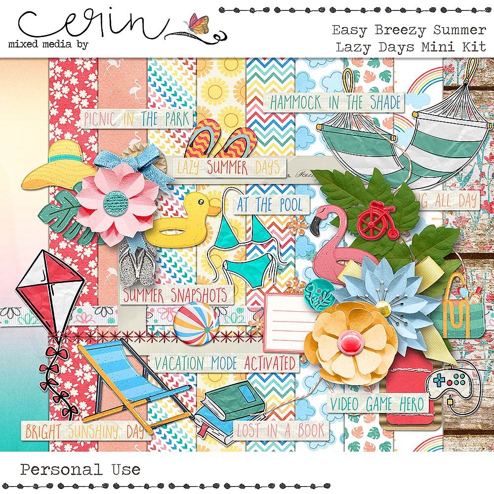 Easy Breezy Summer {Lazy Days Mini Kit} by Mixed Media by Erin