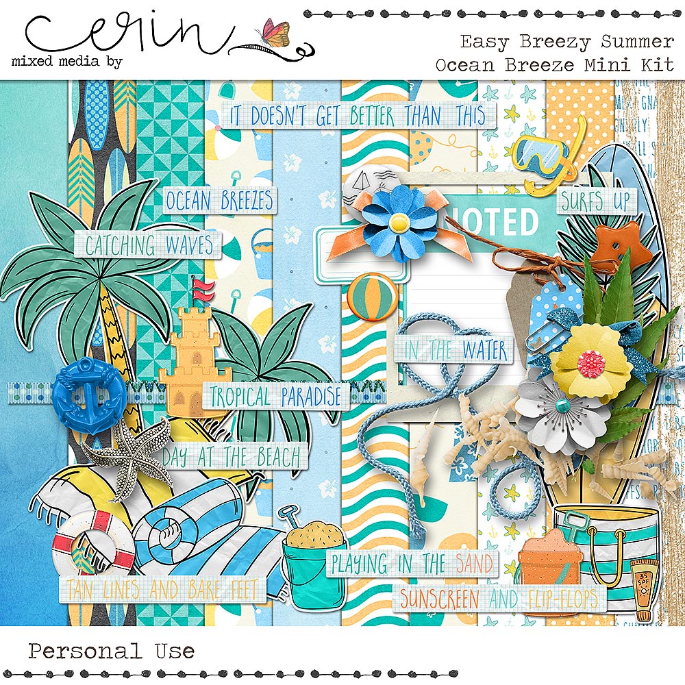 Easy Breezy Summer {Ocean Breeze Mini Kit} by Mixed Media by Erin