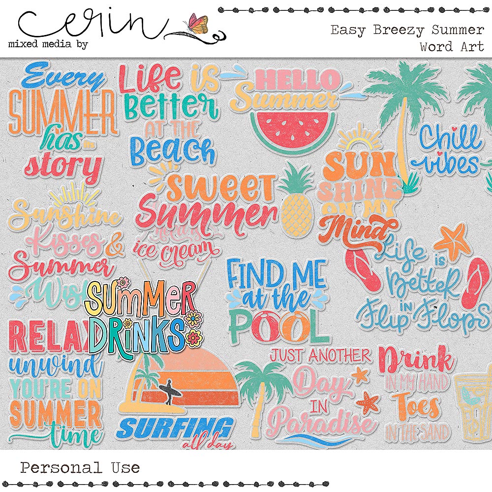 Easy Breezy Summer {Word Art} by Mixed Media by Erin