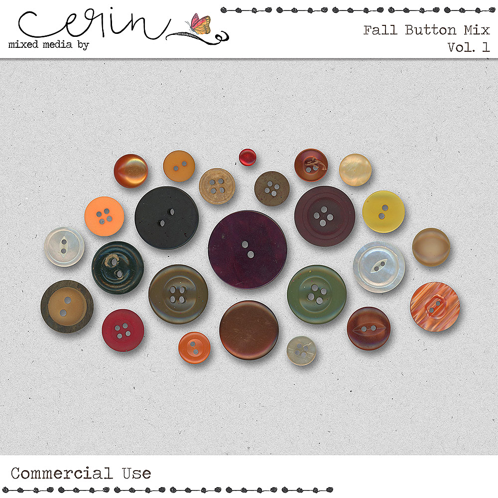 Fall Button Mix Vol 1 (CU) by Mixed Media by Erin