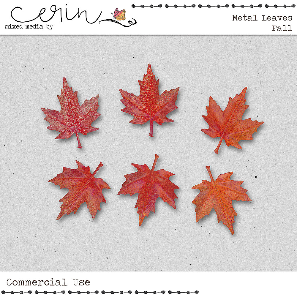 Metal Leaves: Fall (CU) by Mixed Media by Erin