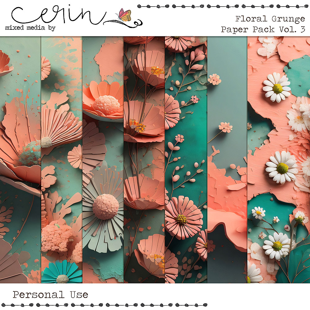 Floral Grunge Vol 3 by Mixed Media by Erin