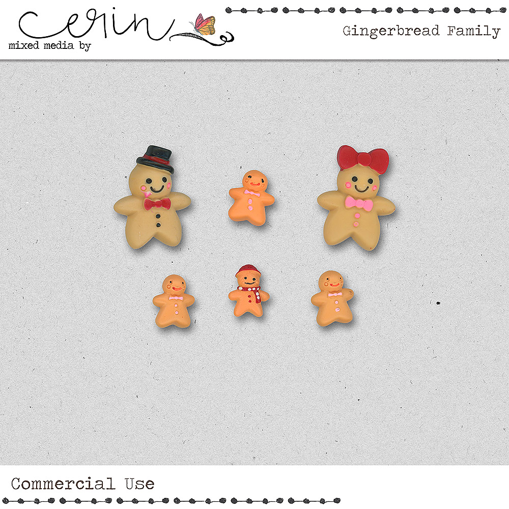 Gingerbread Family (CU) by Mixed Media by Erin