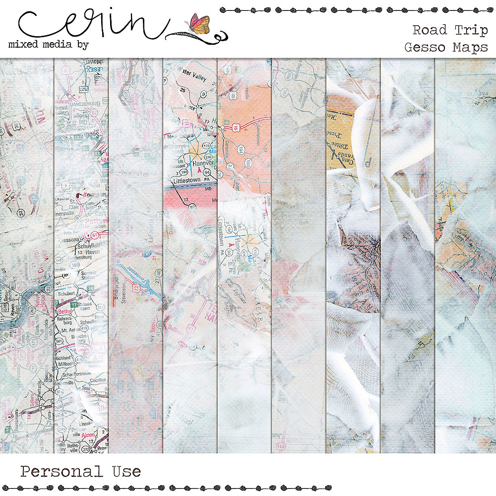 Road Trip {Gesso Maps} by Mixed Media by Erin